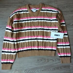 OBEY Irene Sweater Light Khaki Multi. New with Tag